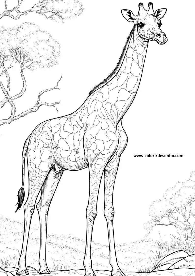 giraffe standing tall with long neck spotted coat small horns looking to the right