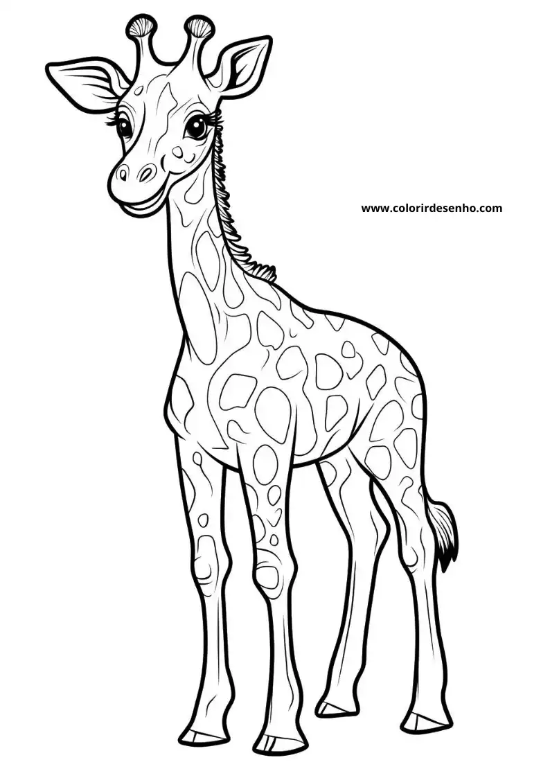 giraffe standing upright smiling wearing spots tail curled
