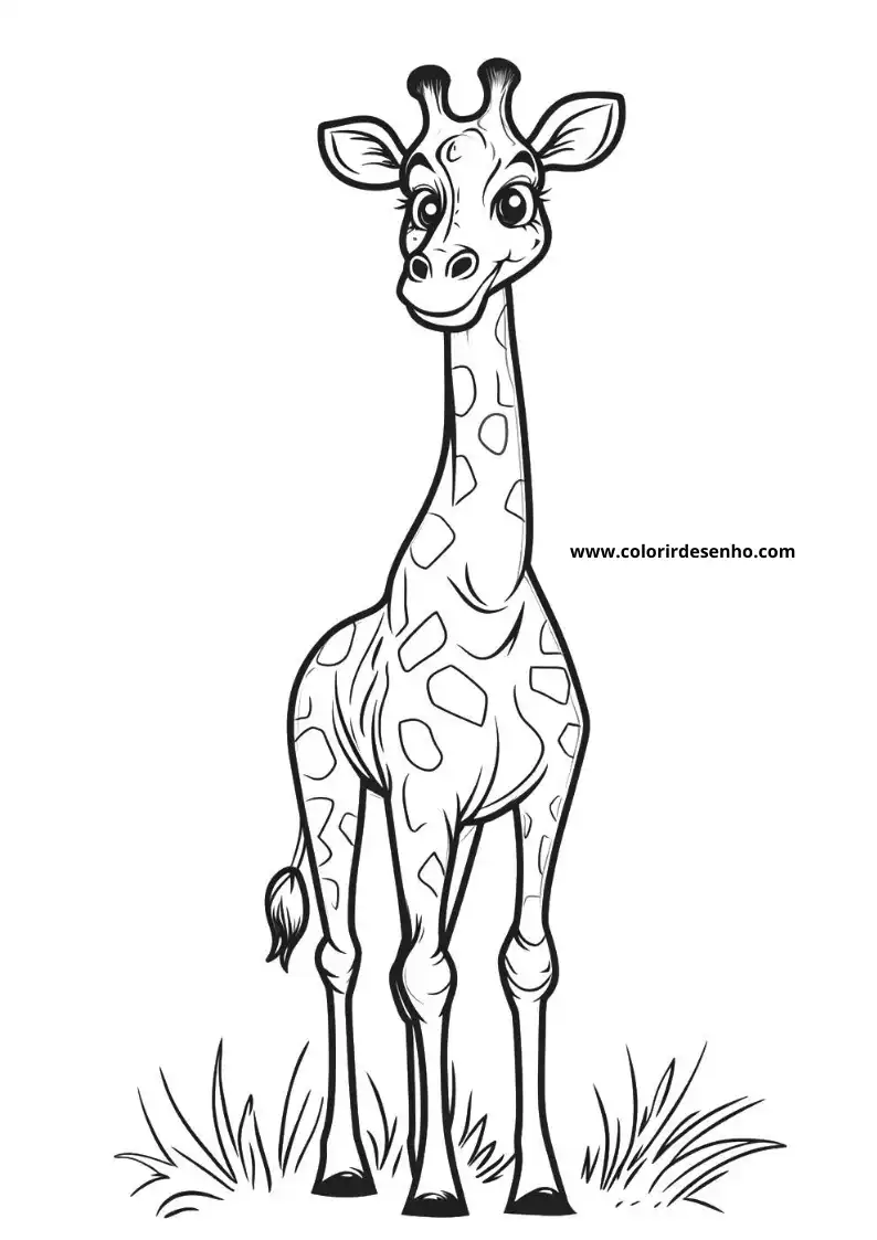 giraffe standing upright with spotted body small tail and long neck