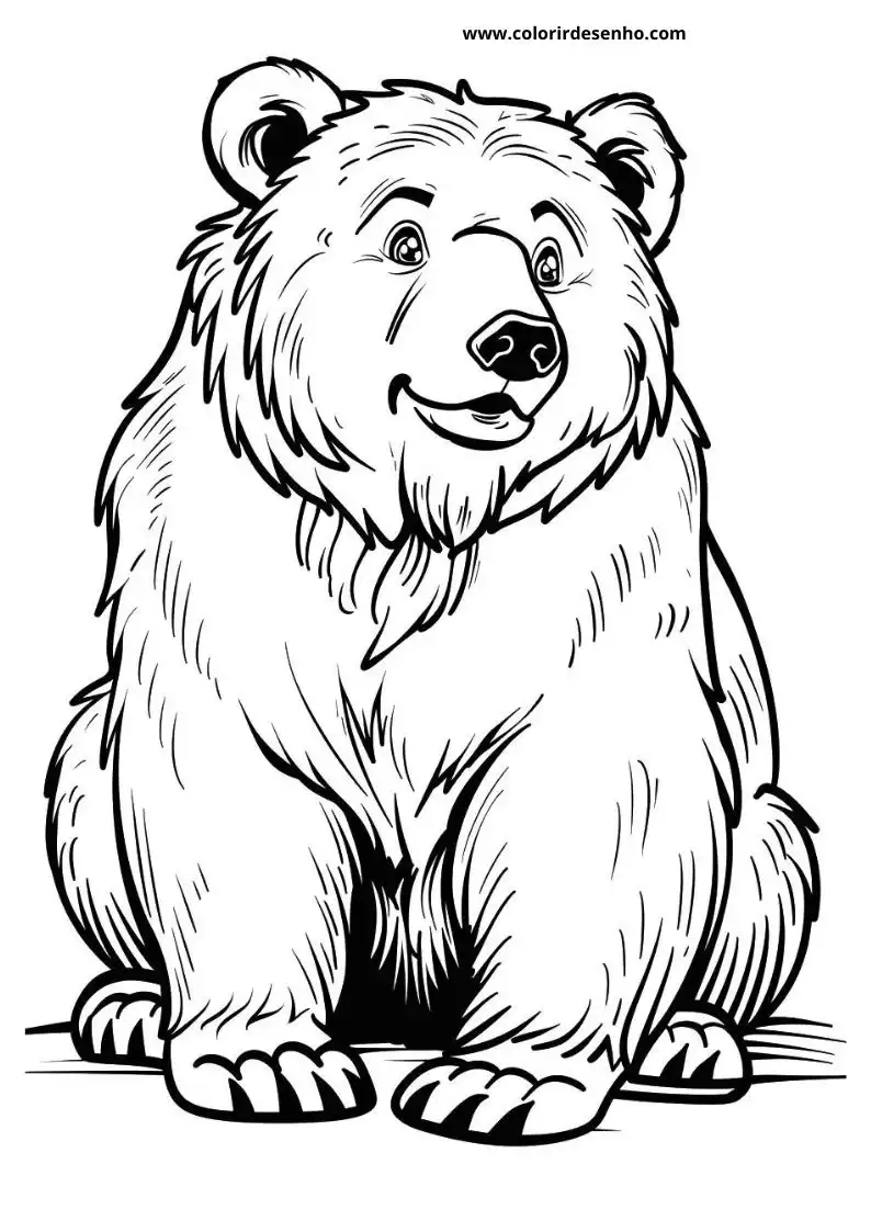 grizzly bear sitting upright with a happy expression on its face
