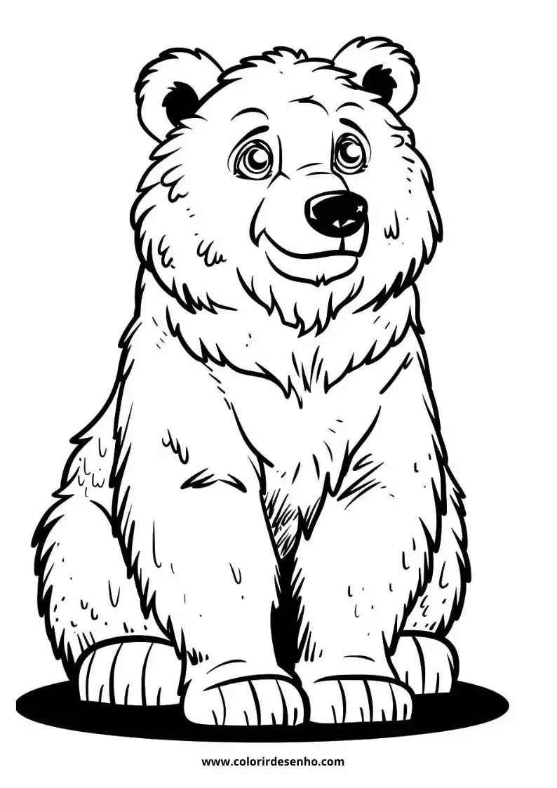 grizzly bear sitting upright with big eyes and a gentle smile