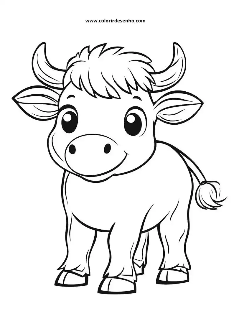 happy bull standing on grassland with short horns and fluffy coat