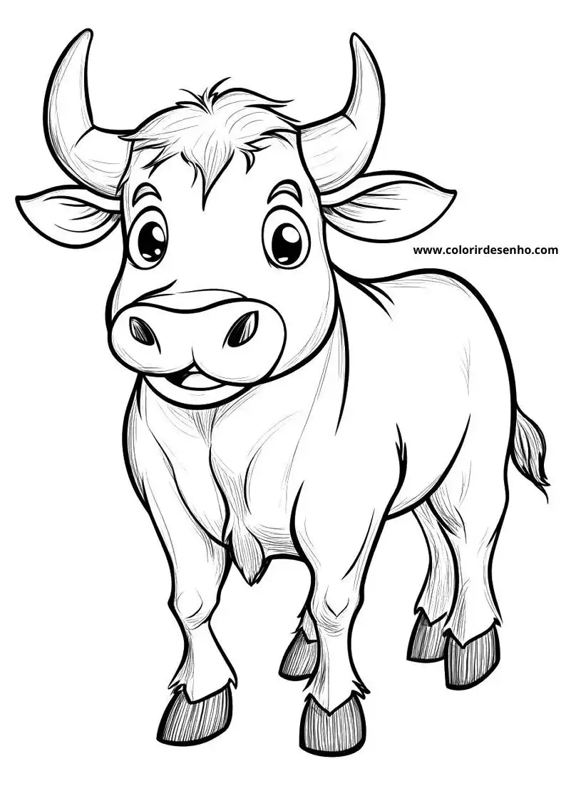 happy bull standing on grassland with small horns and expressive face