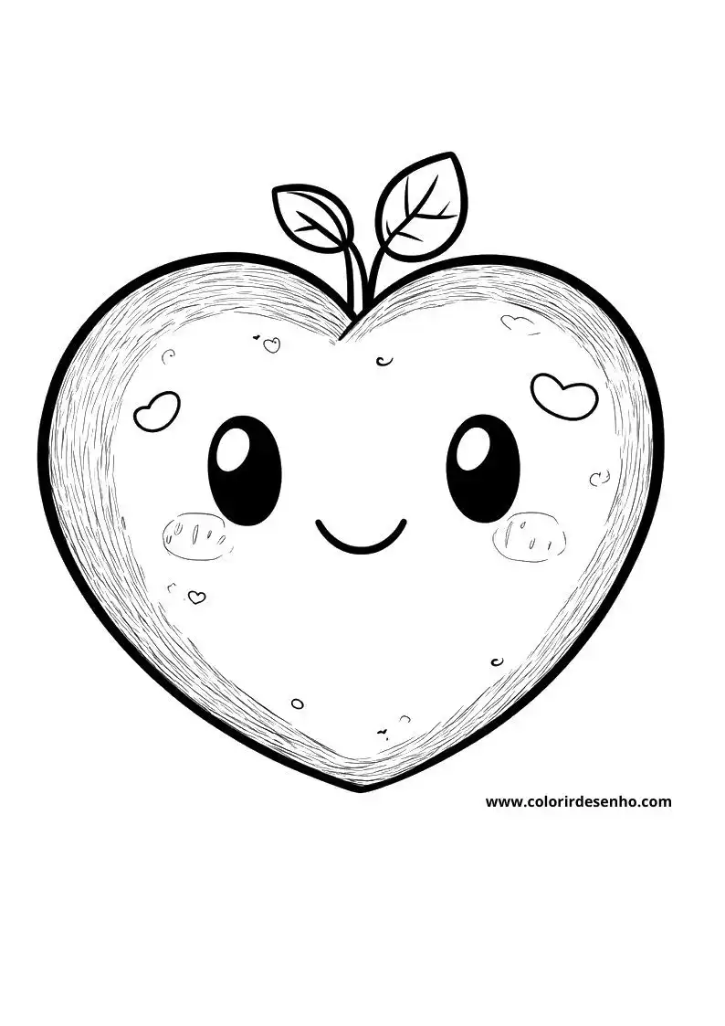 heart apple smiling with heart shaped cheeks and a small leaf on top