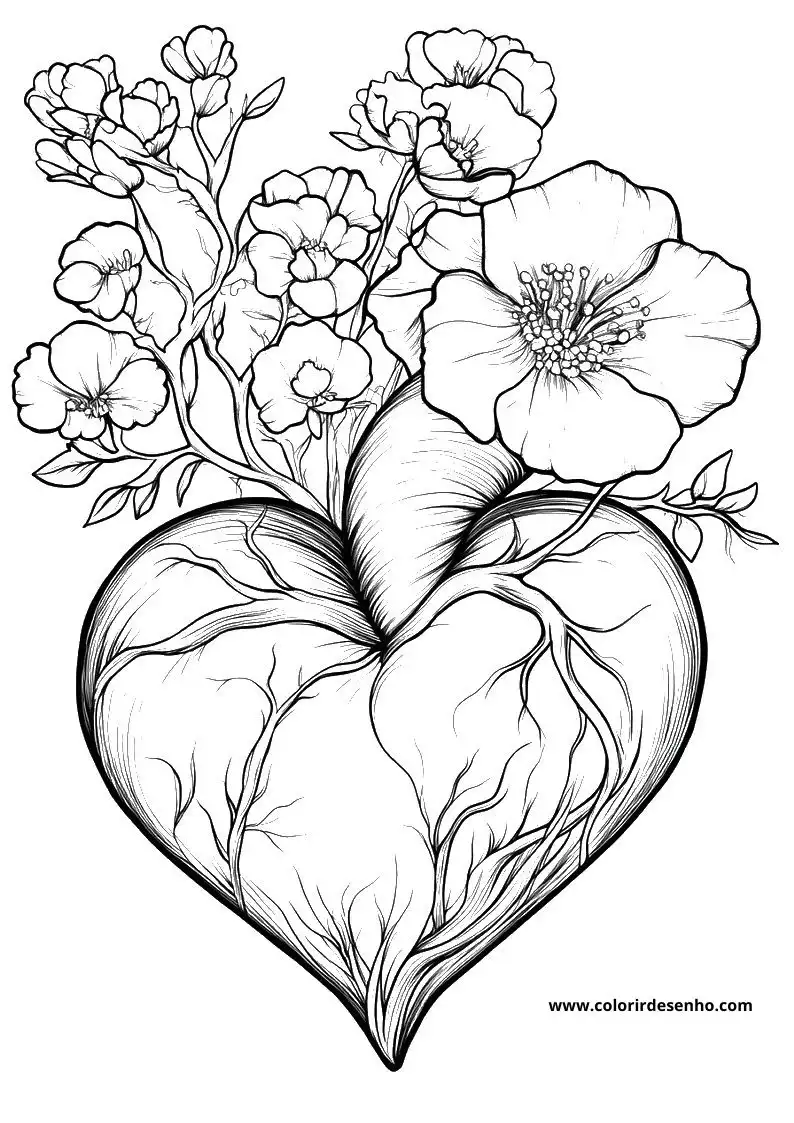 heart filled with flowers and leaves in a heart shape