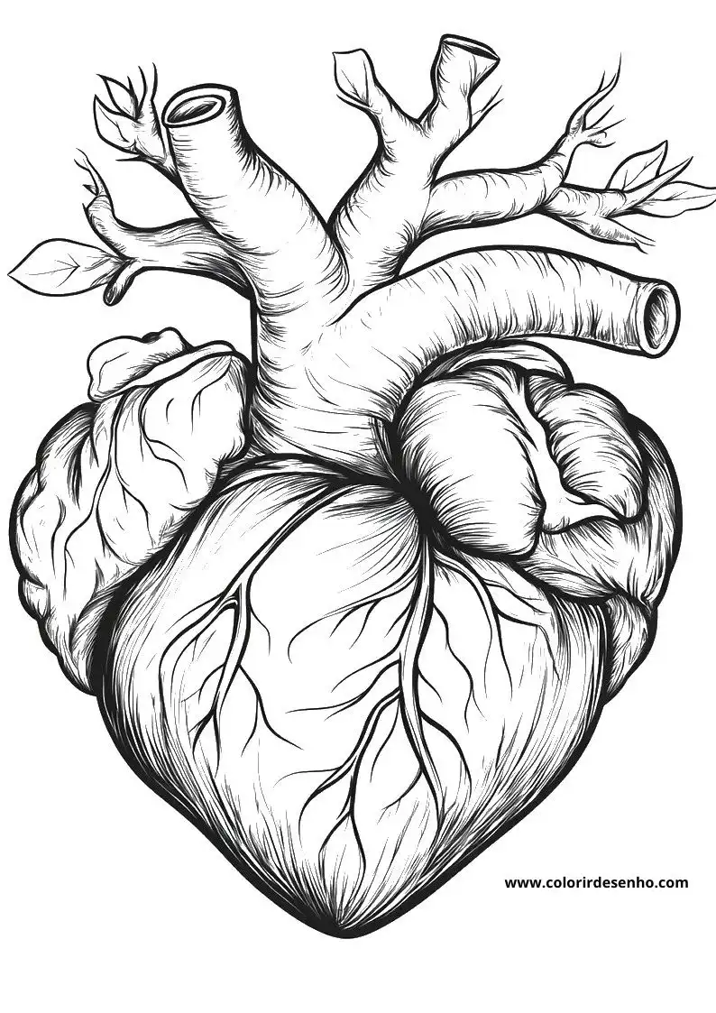 heart outlined anatomical heart with branching arteries