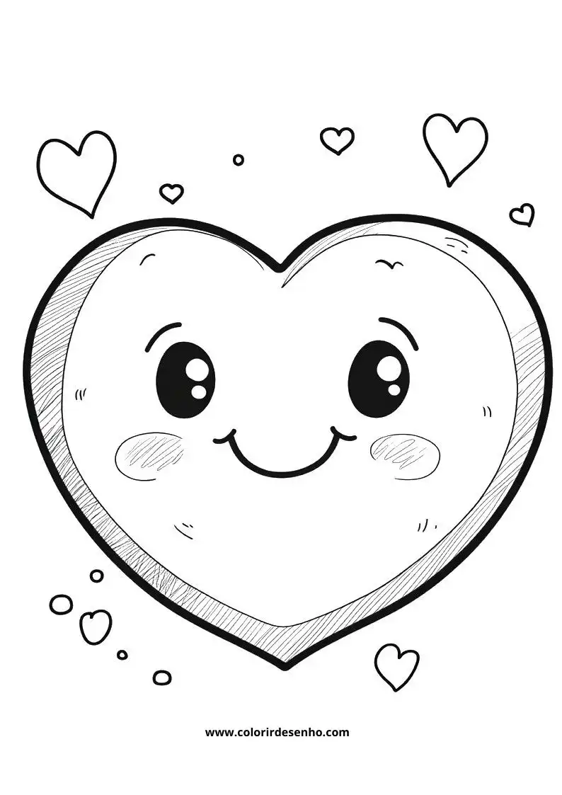 heart smiling and surrounded by small hearts