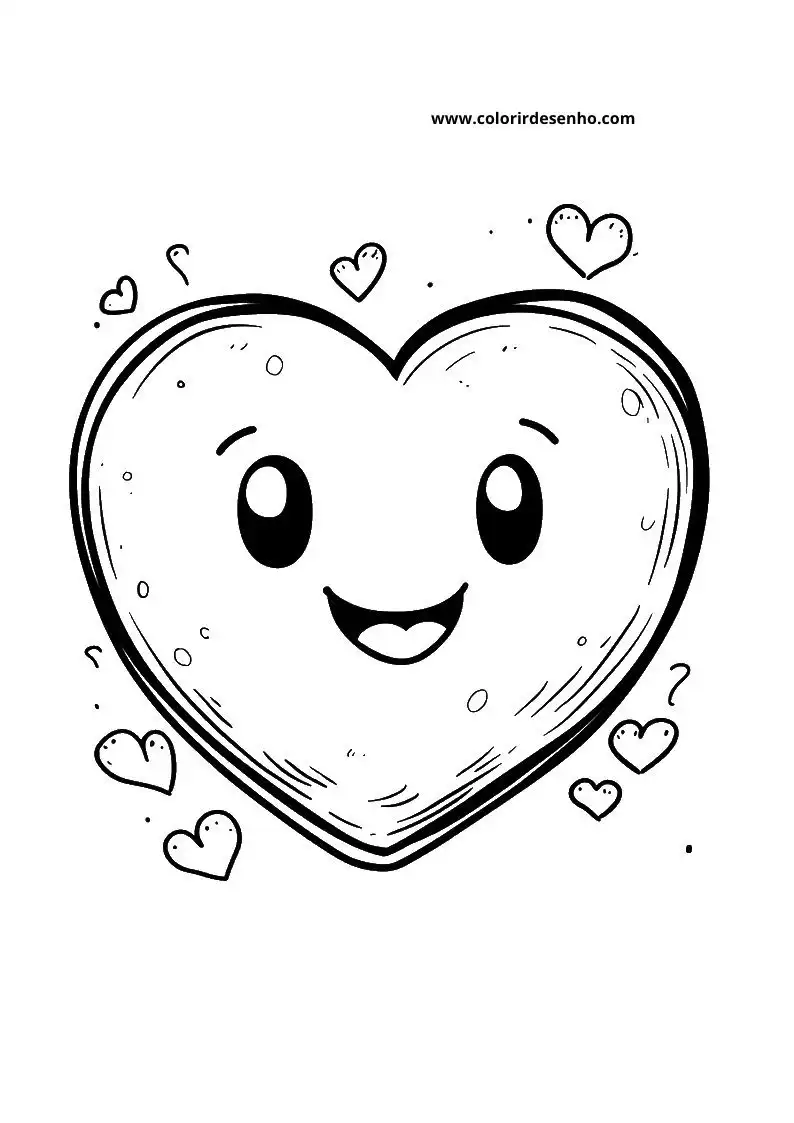 heart smiling with cheeks puffed out and hearts around it