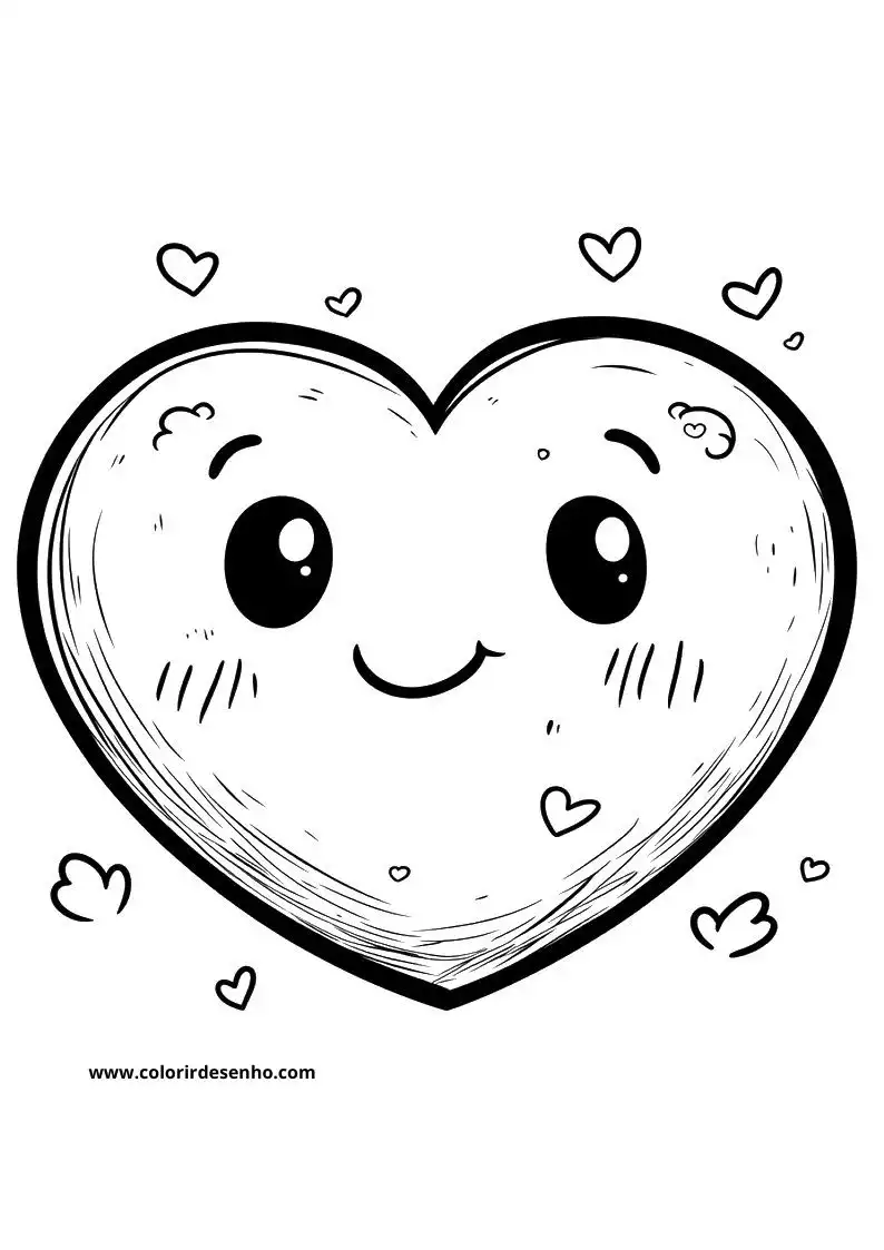 heart smiling with hearts around it