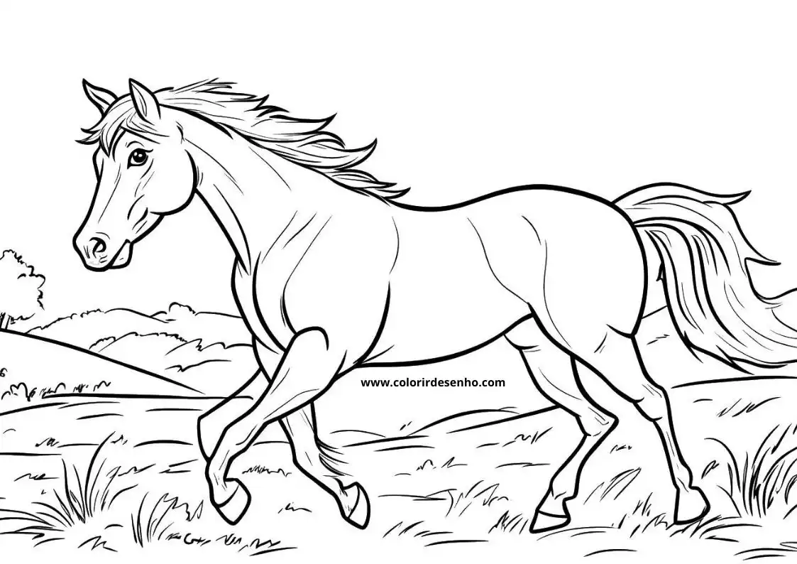 horse galloping in field