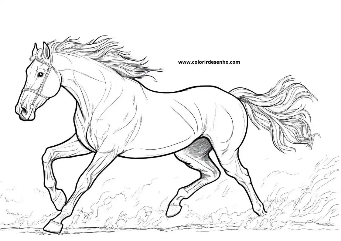 horse galloping through a field of tall grass