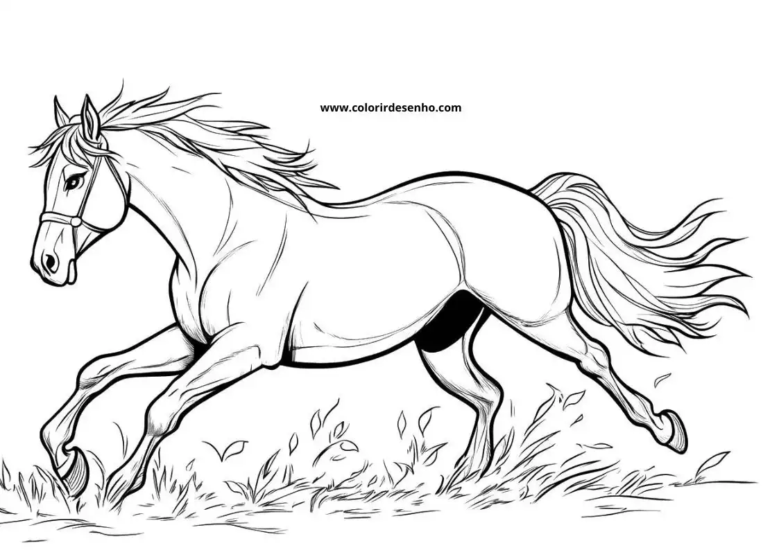 horse galloping through grass