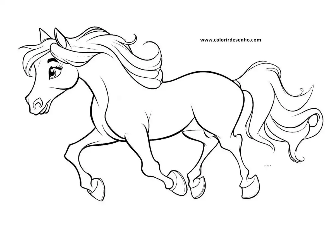 horse galloping with flowing mane and tail in motion