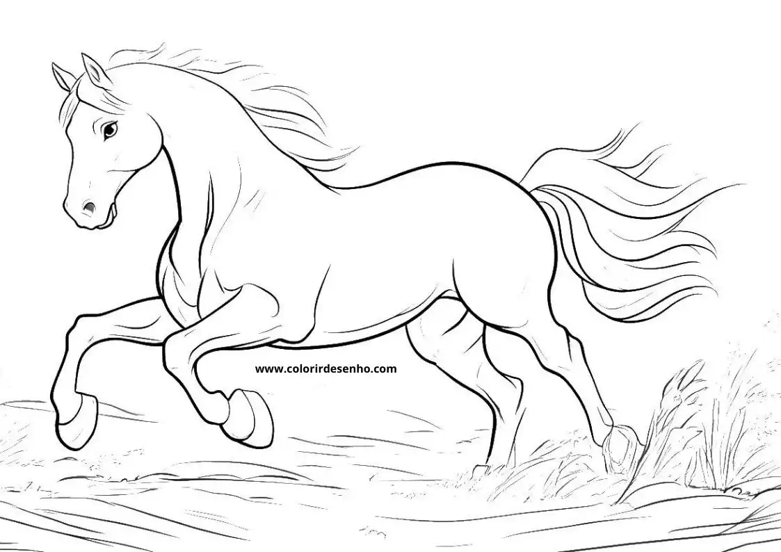 horse running galloping on grassy terrain