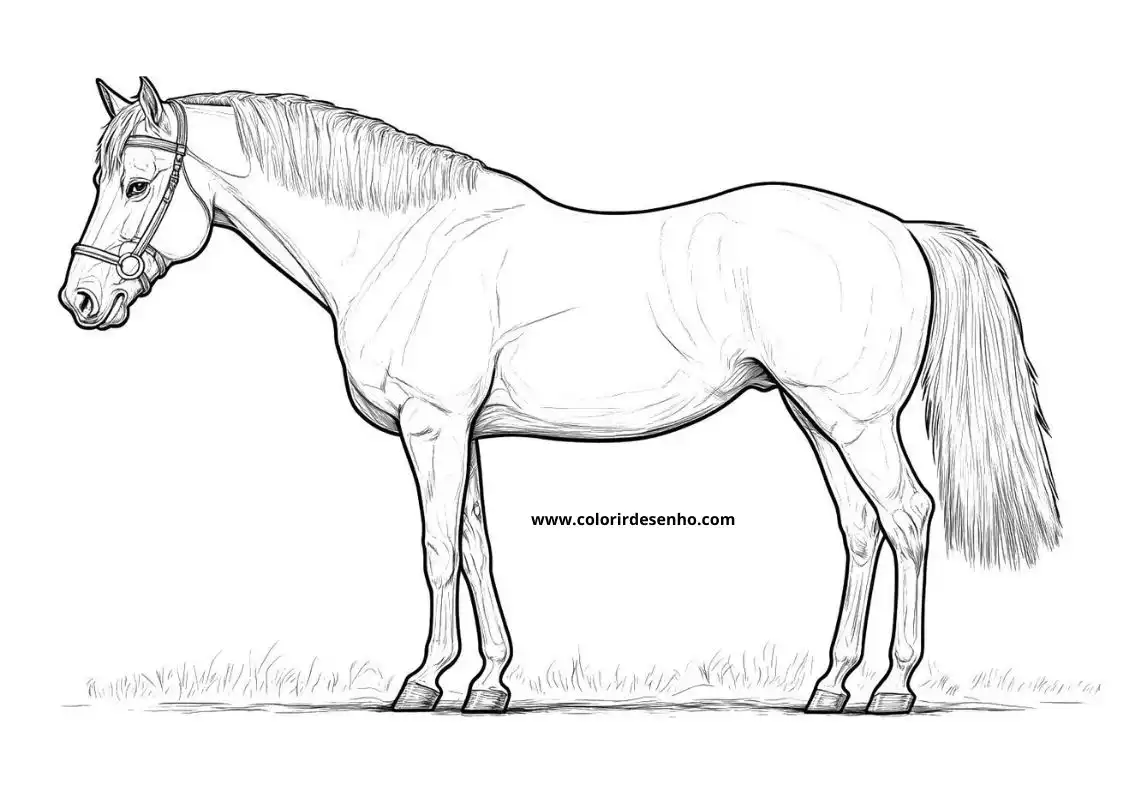 horse standing in grass with head turned to side