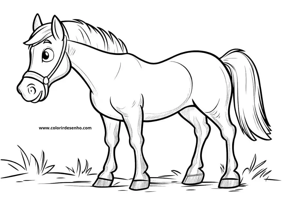 horse standing in grassy area with short mane