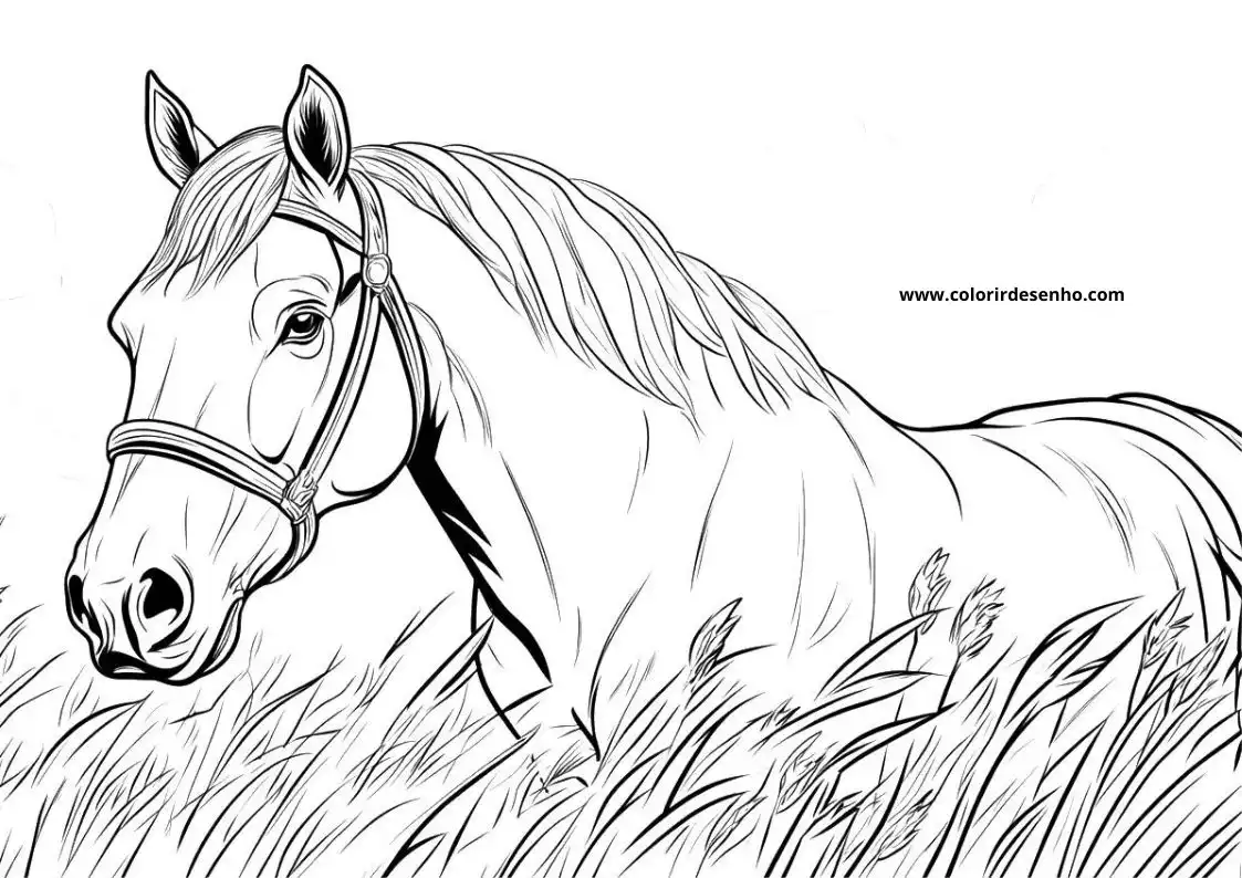 horse standing in tall grasses