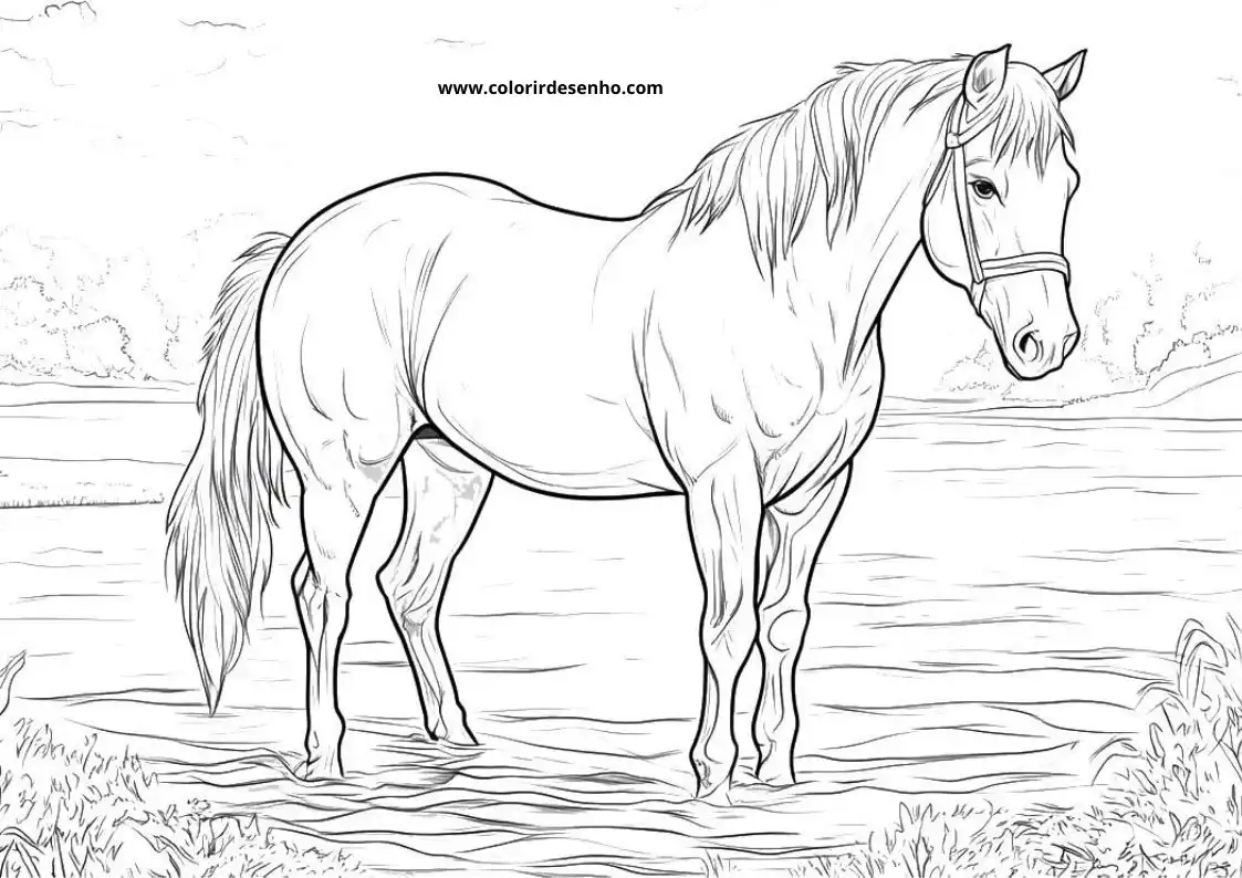 horsedrawn standing in meadow with grassy foreground