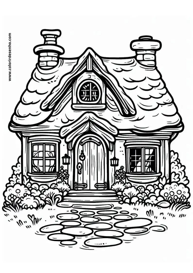 house cottage with chimney and windows