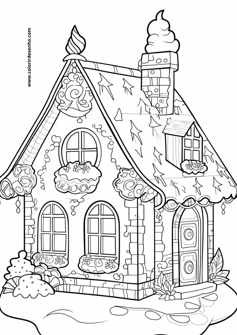 house has a gingerbread house design decorated with icing and sprinkles