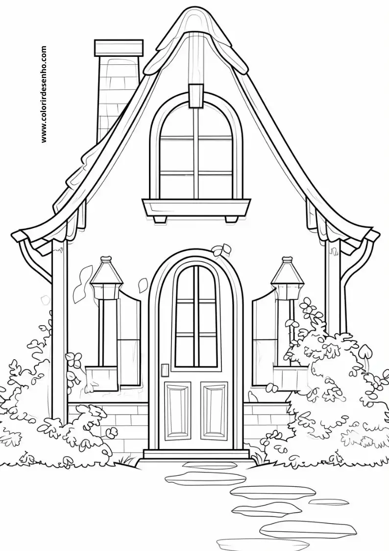 house has a quaint charming design with arched windows and a decorative roofline
