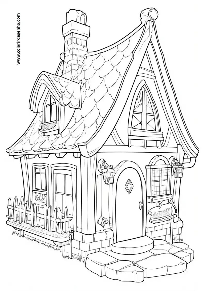 house has a quaint cottage design with a pointed roof and chimney house stands