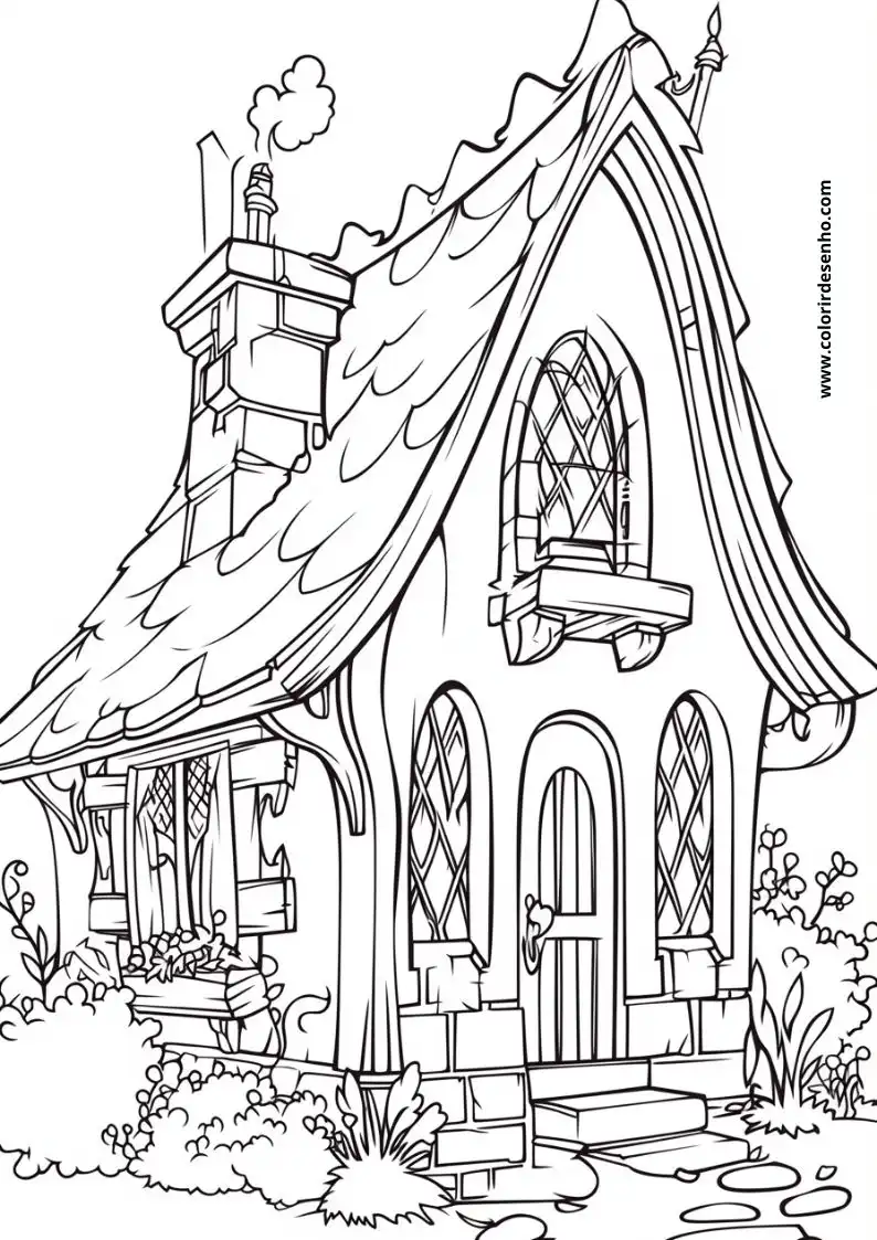 house has a quaint cottage like appearance with a thatched roof and chimney it