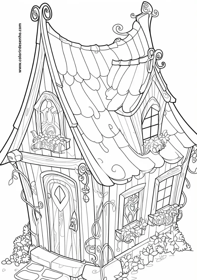 house has a quaint cottage like appearance with an ornate roof and decorative elements