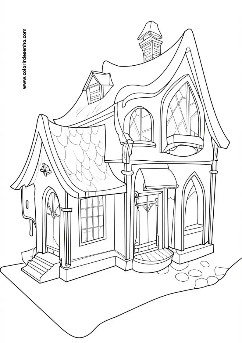 house has a quaint two story design with a pitched roof and chimney it
