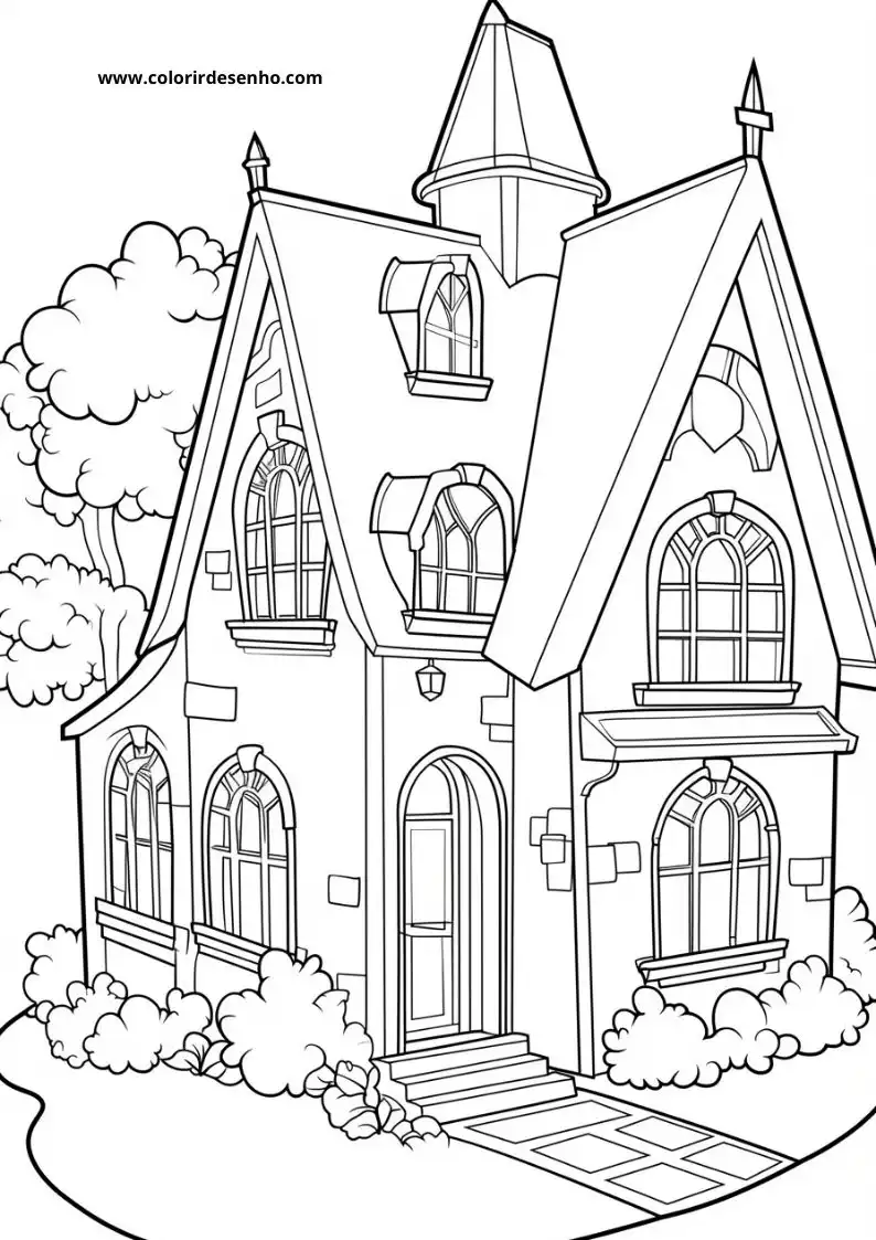 house has a tall tower and arched windows