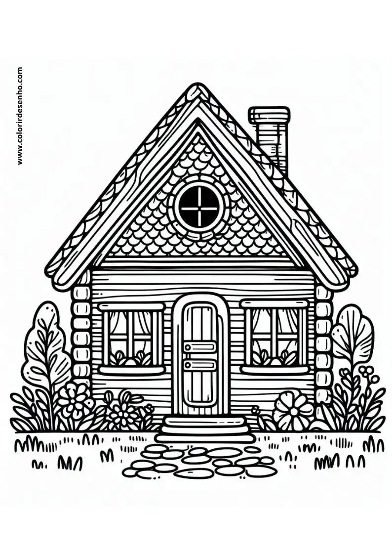 house has a triangular roof and small windows