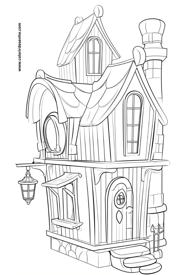 house has a whimsical design featuring a small attic window and a chimney