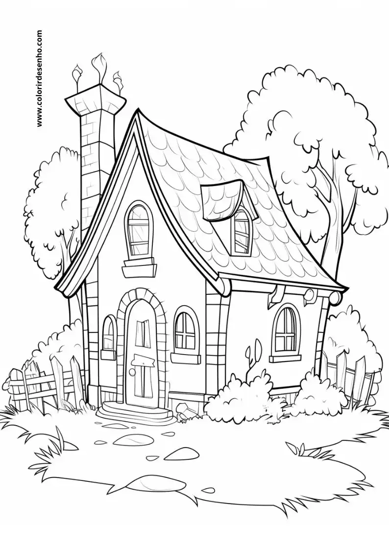 house has quaint cottage like appearance with chimney arched windows and small door