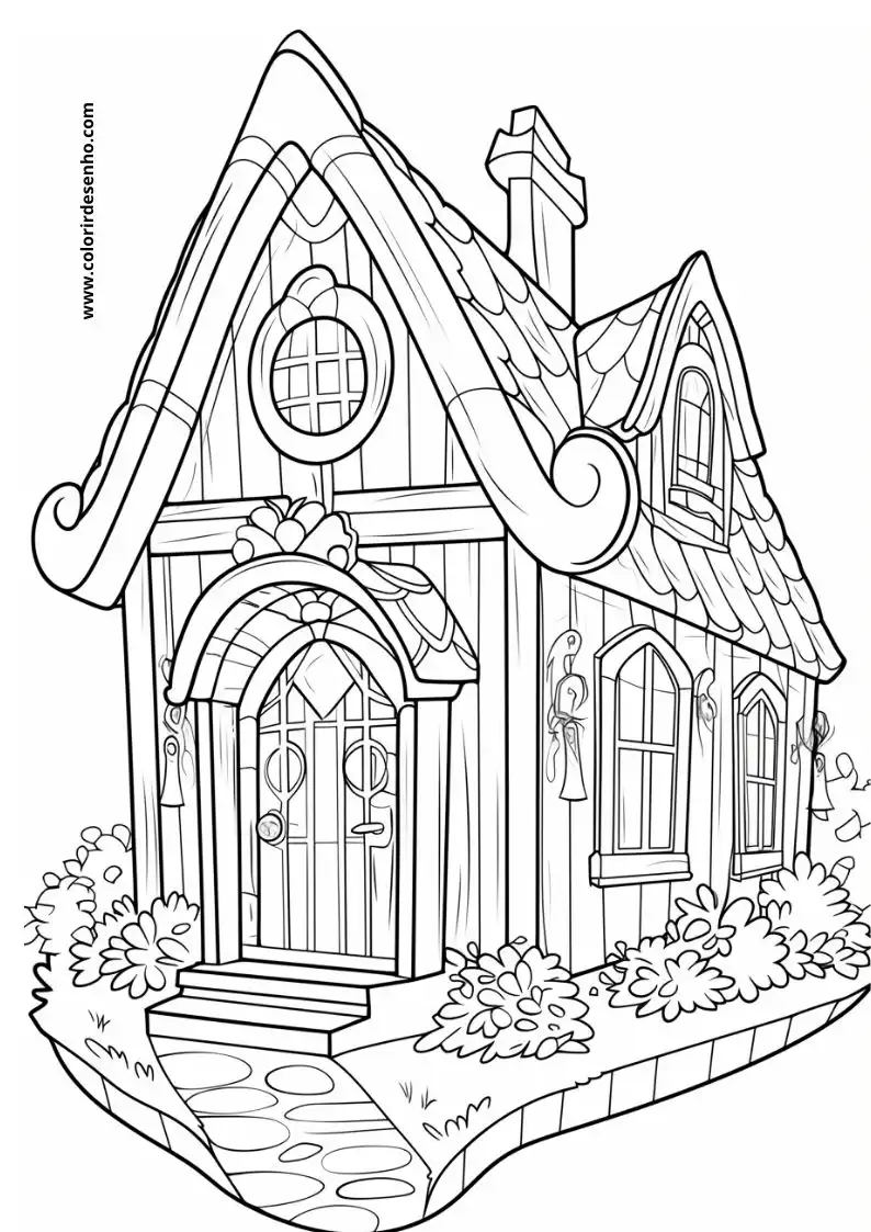house is a quaint cottage like house with a decorative roof and chimney