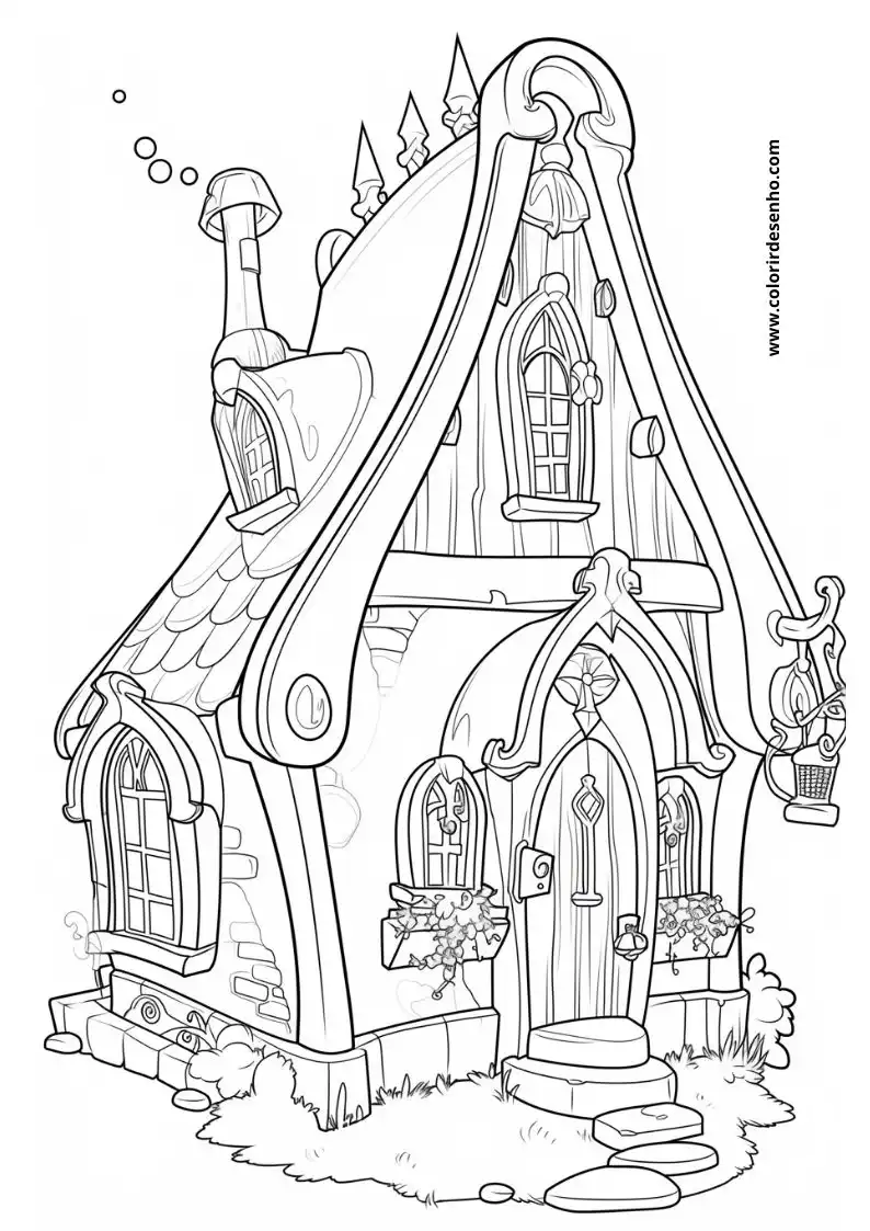 house is a quaint cottage with a pointed roof and decorative elements
