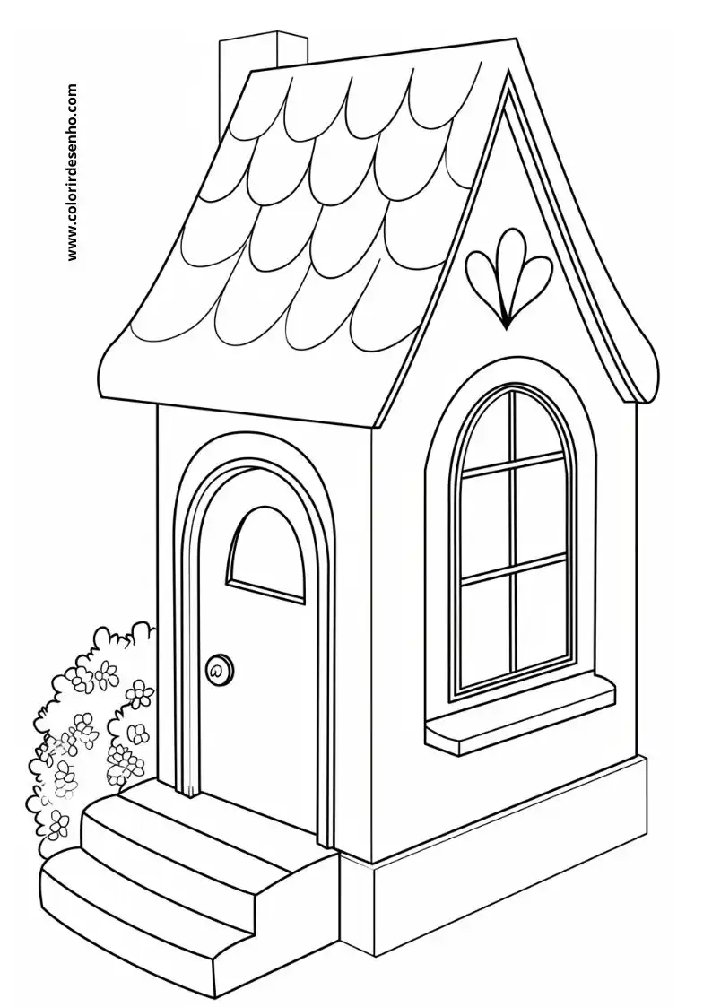 house is a quaint cottage with a scalloped roof heart above window arched door