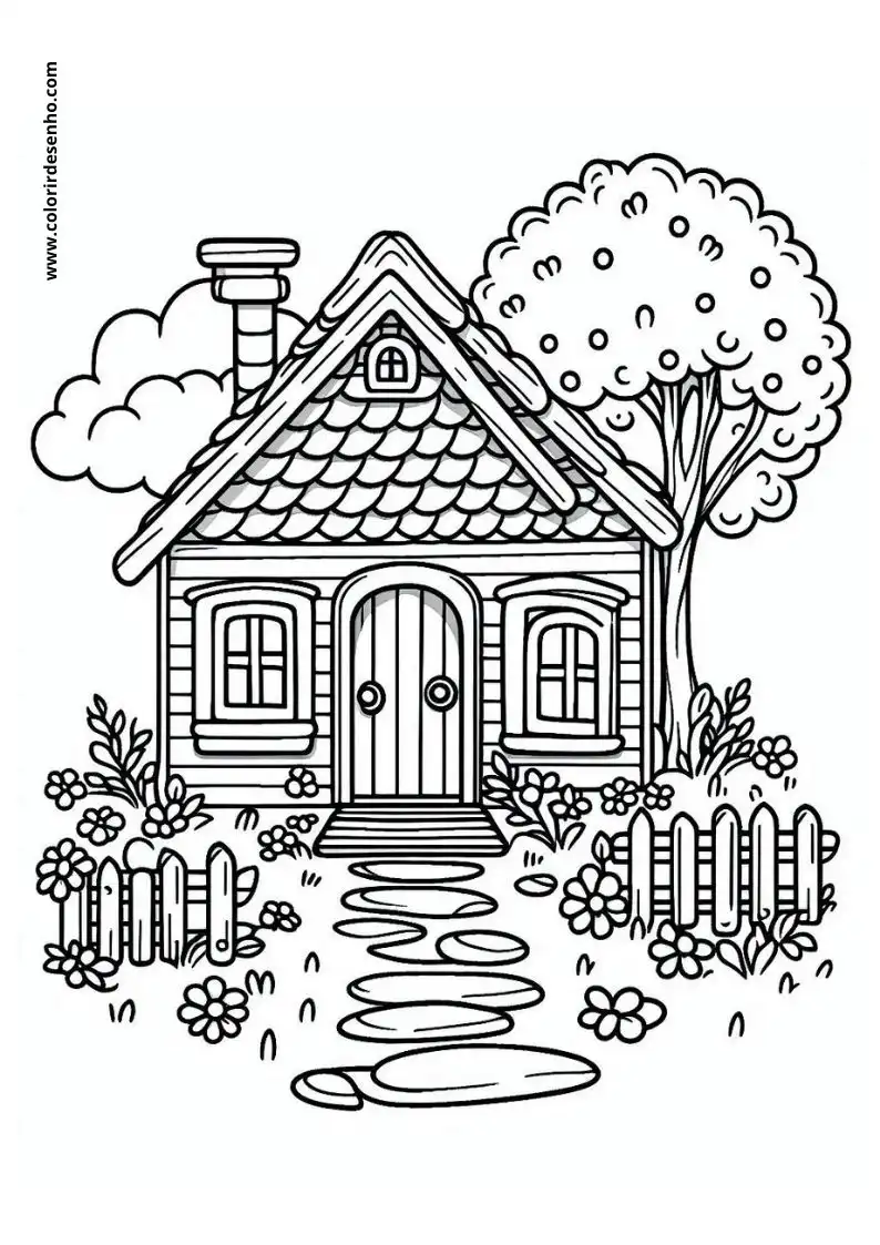 house is a quaint cottage with a sloping roof and chimney
