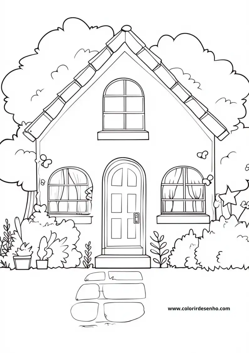house is a quaint cottage with an arched door and two windows on each