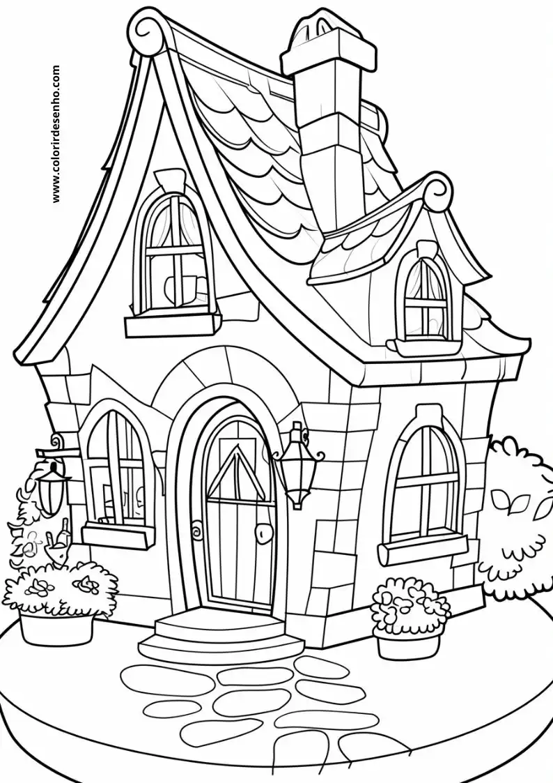 house is a quaint cottage with an ornate roof and decorative elements