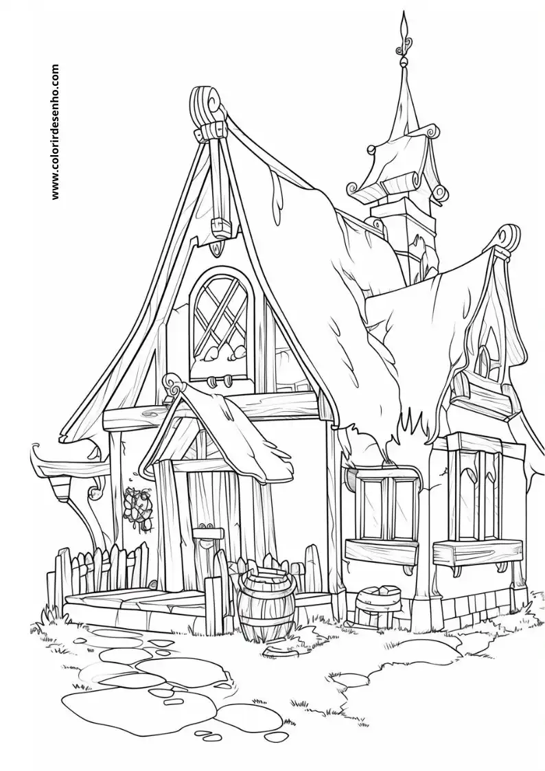 house is standing on stilts beside a pond with a large flag on top