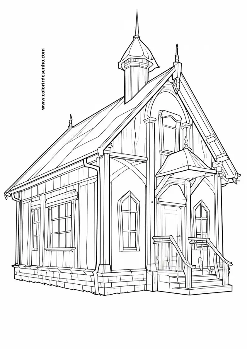 house small church with steep roof and bell tower