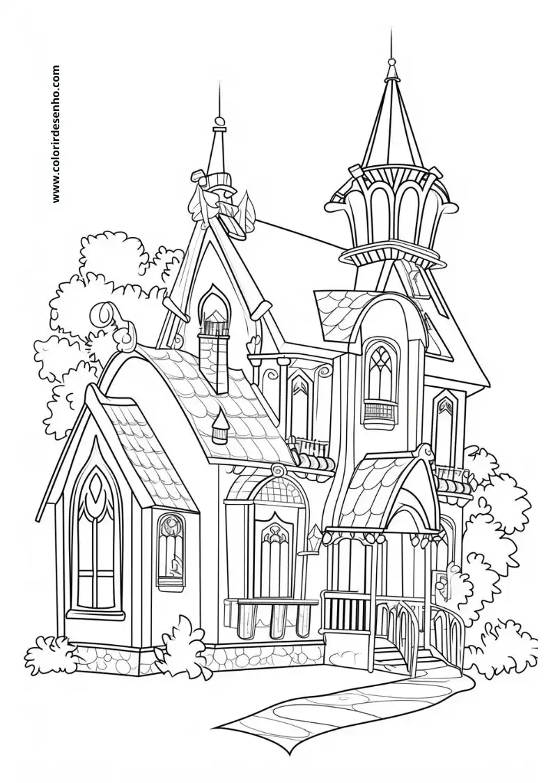 house standing tall in a quaint village setting