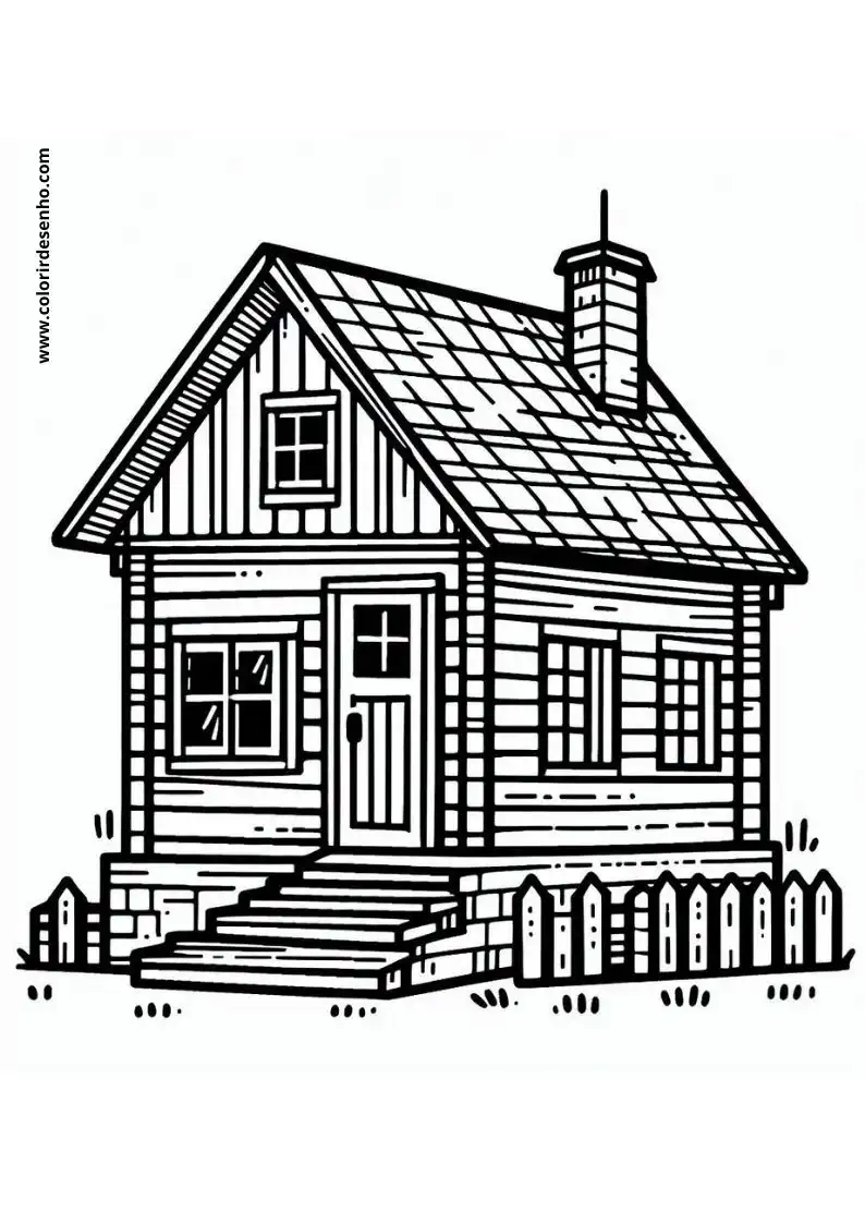 house stands alone in a simple yard surrounded by a low fence and small