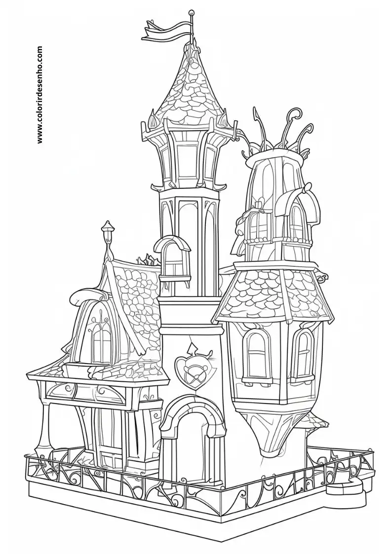 house stands tall in whimsical setting