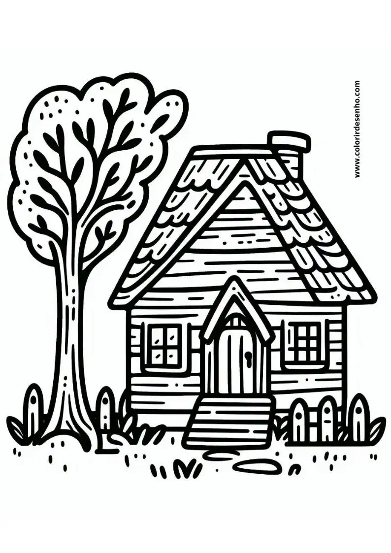 house surrounded by a tree and fence