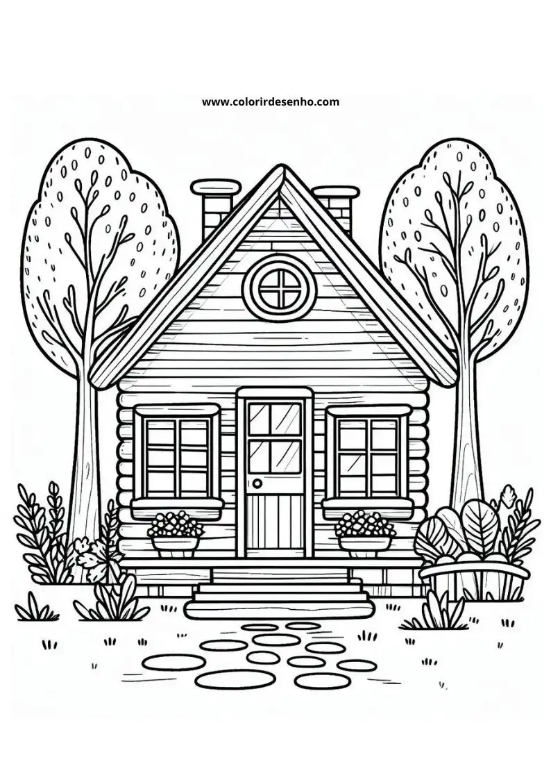 house surrounded by trees and plants in a garden setting