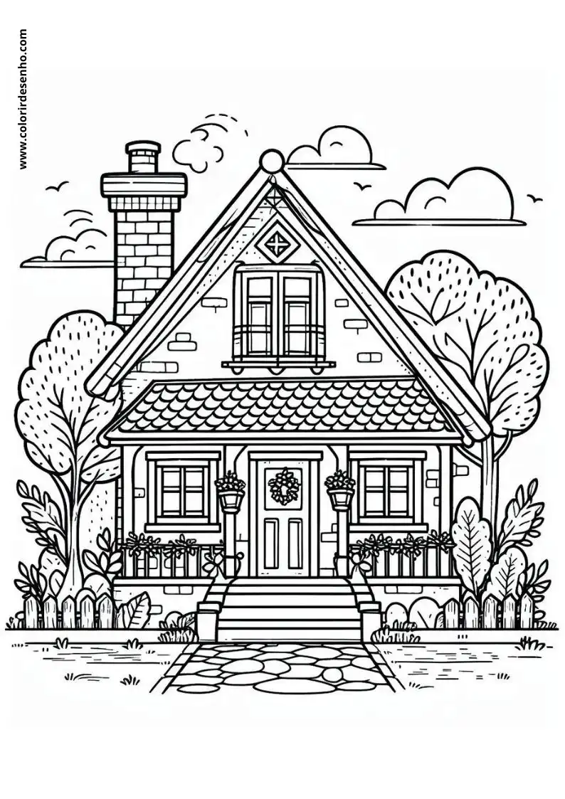 house with chimney and trees in front of it