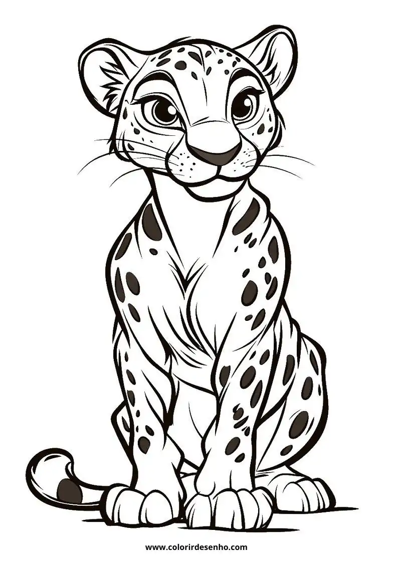 jaguar cub seated upright on all fours gazing playful