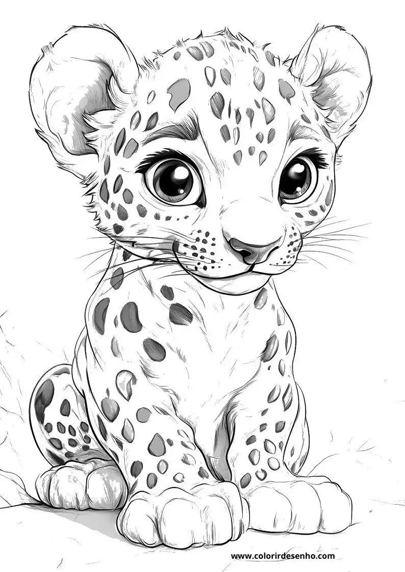 jaguar cub sitting on grass looking up