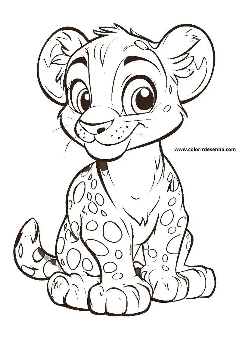 jaguar cub sitting straight on all fours with big eyes and spots on body